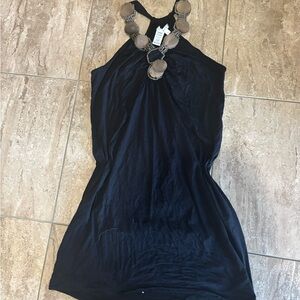 Vintage max studio black mini dress with beaded details